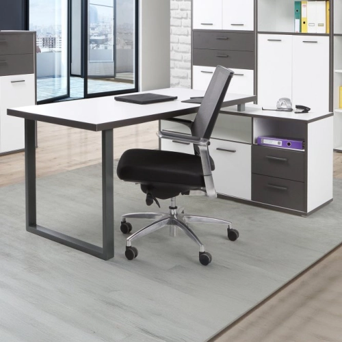 Biurko 160x75 cm z komodą Biały /Grafit